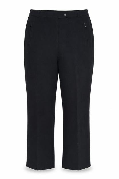 Front view of Marks & Spencer women’s blue dress pants trousers, size UK 12, 29-inch leg