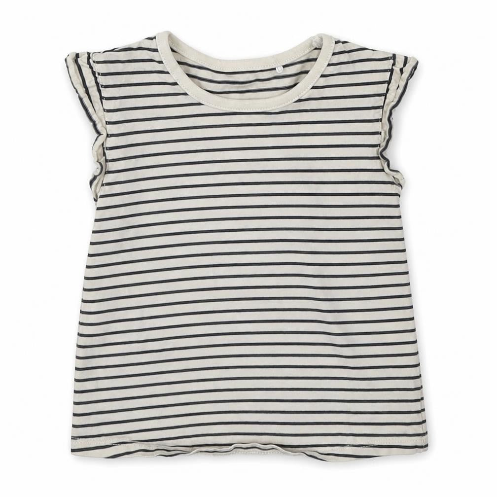 Front view of George girls’ multicoloured striped basic t-shirt, size 2-3, years