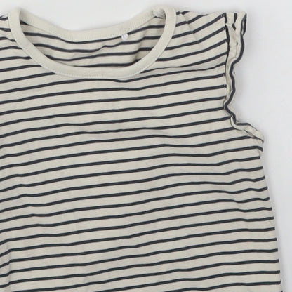Close-up detail of George girls’ multicoloured striped basic t-shirt, size 2-3, years