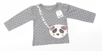 Front view of Next Baby Grey Spotted Basic T-Shirt, size 6-9, Months