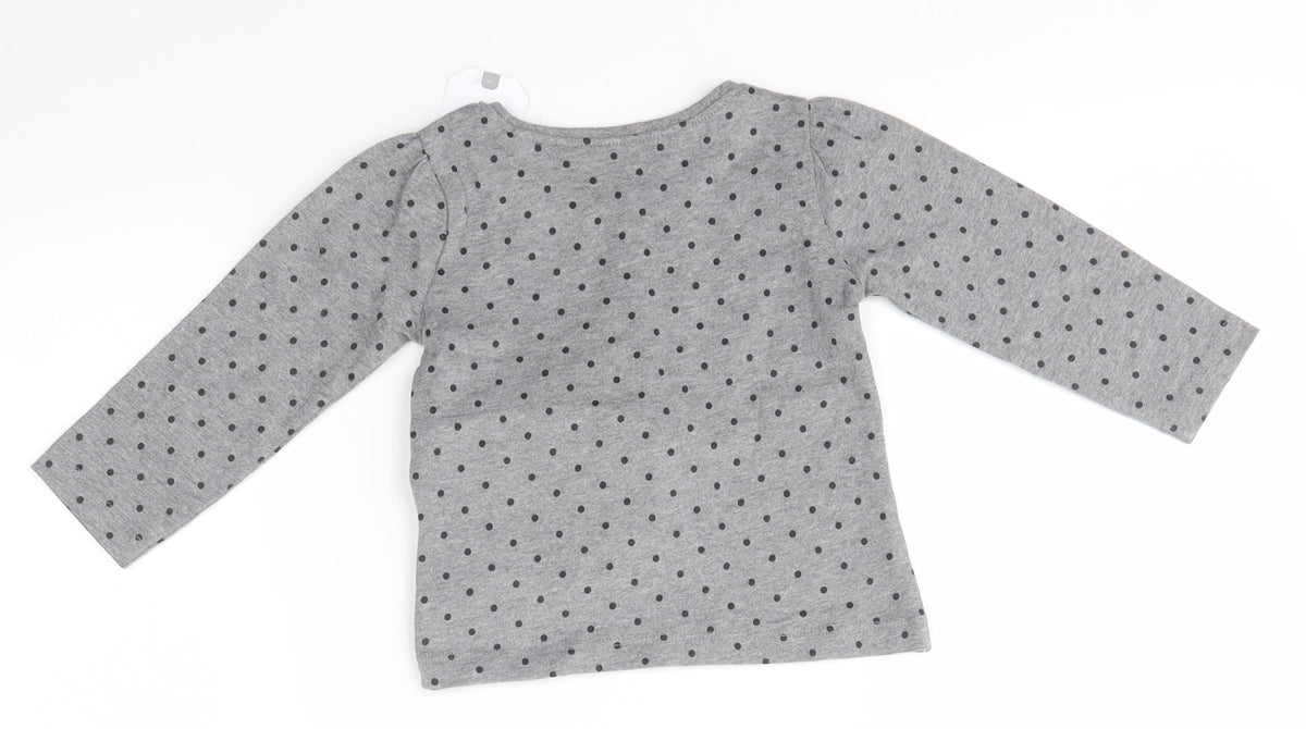 Back view of Next Baby Grey Spotted Basic T-Shirt, size 6-9, Months