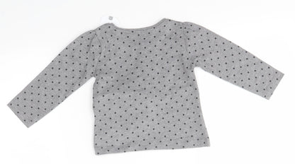 Back view of Next Baby Grey Spotted Basic T-Shirt, size 6-9, Months
