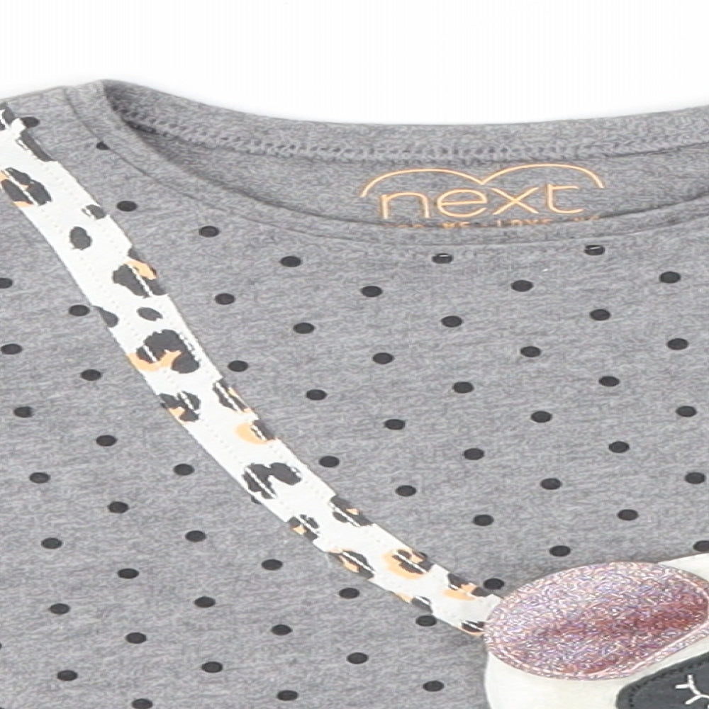 Close-up detail of Next Baby Grey Spotted Basic T-Shirt, size 6-9, Months
