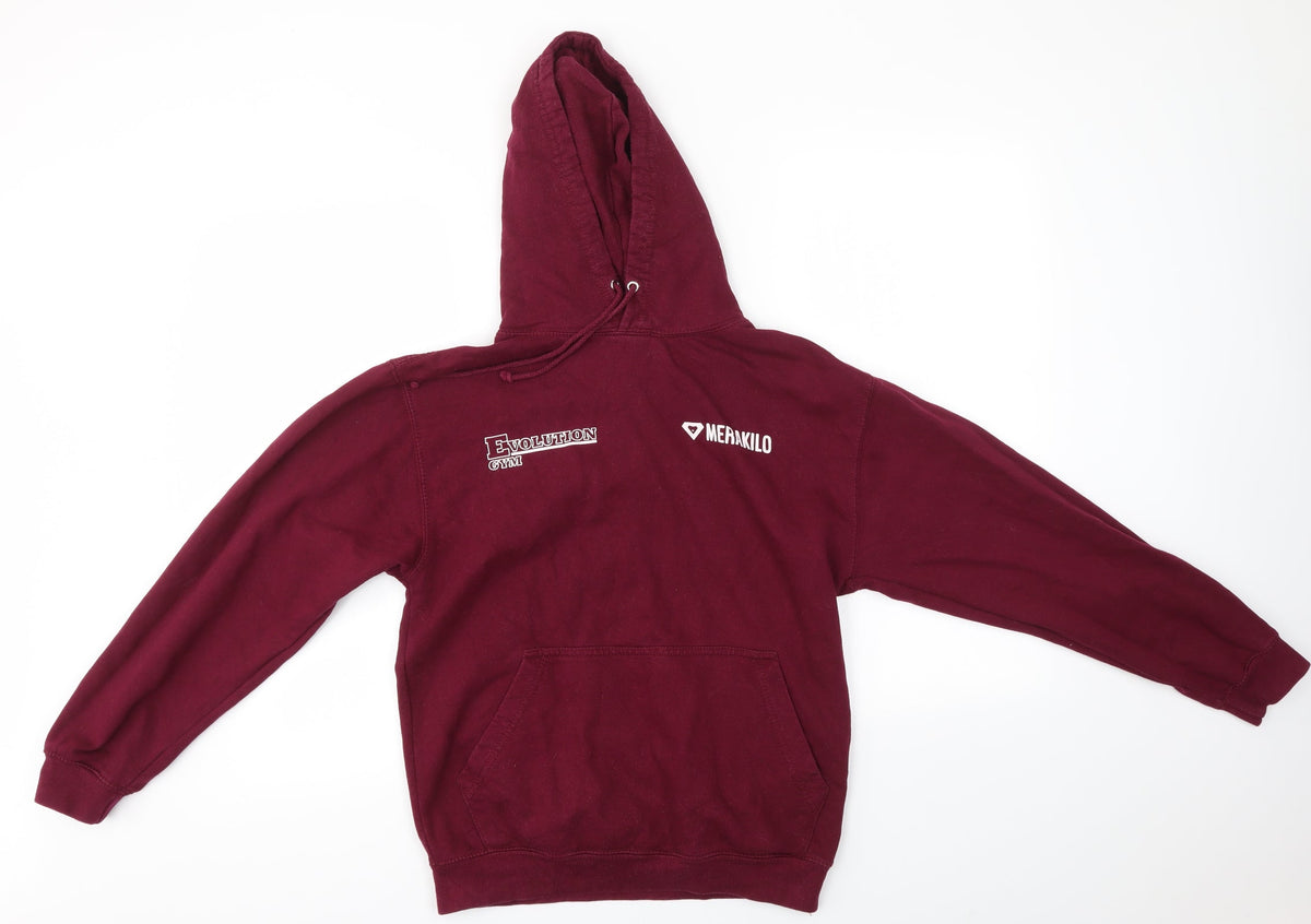Additional front view of MERAKILO women’s purple pullover hoodie, size S, - evolution gym