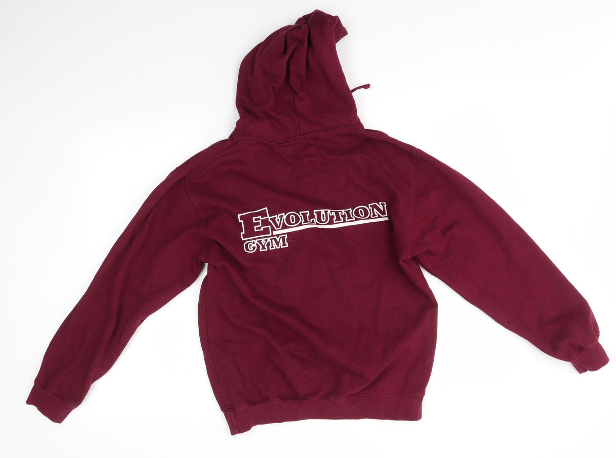 Back view of MERAKILO women’s purple pullover hoodie, size S, - evolution gym
