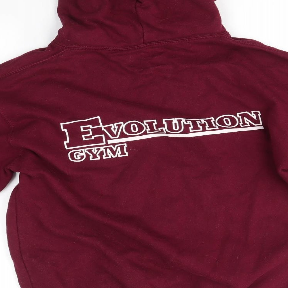 Brand and care label for MERAKILO women’s purple pullover hoodie, size S, - evolution gym