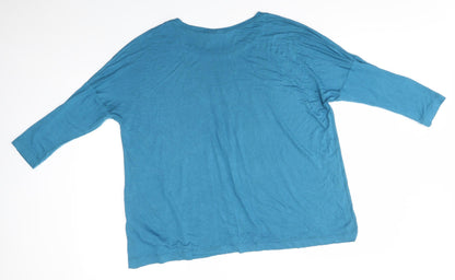 Womens UK Size 12 ROMAN Blue Basic T-Shirt