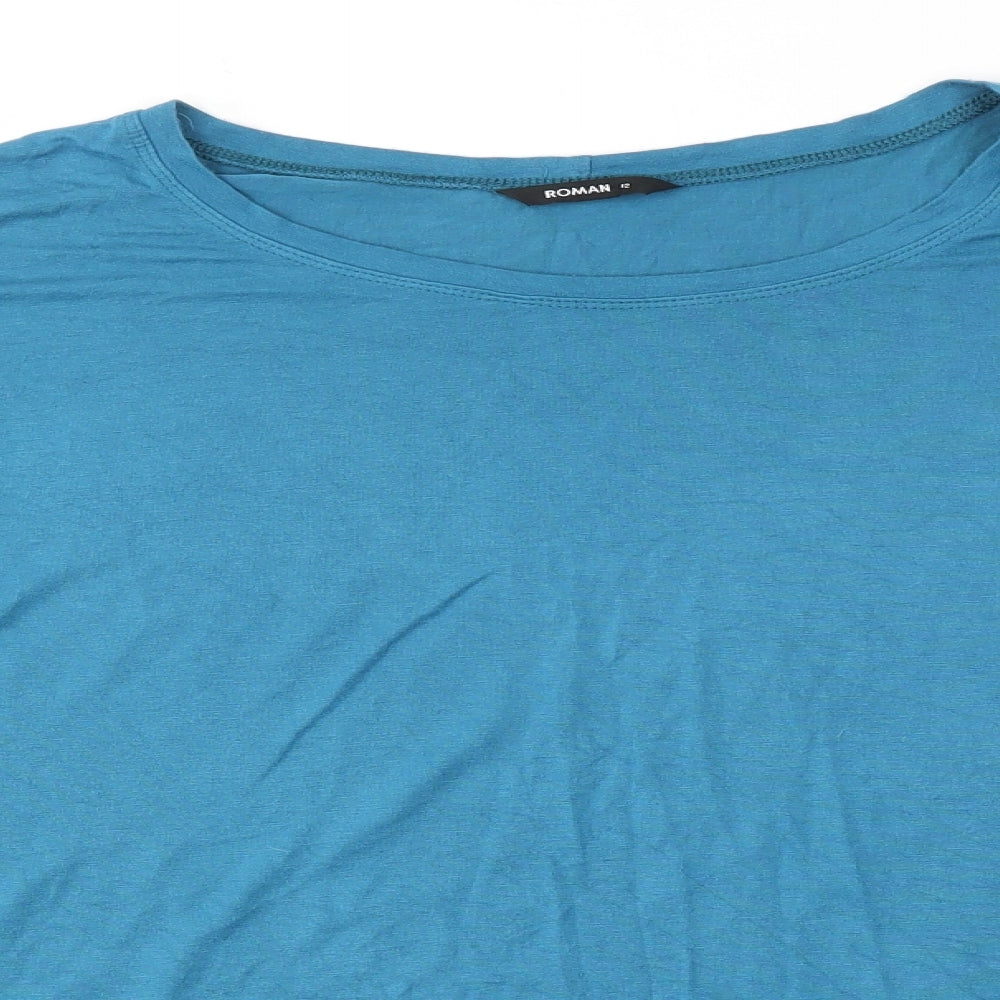 Womens UK Size 12 ROMAN Blue Basic T-Shirt