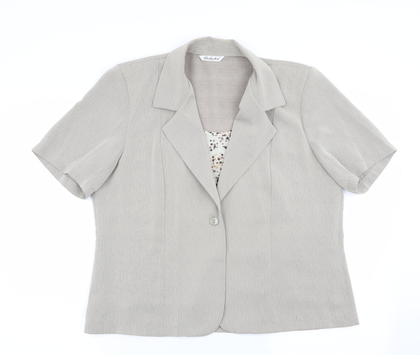 Berkertex Womens Beige   Basic Button-Up Size 16  - Faux Blouse Front