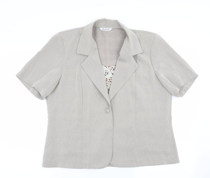 Berkertex Womens Beige   Basic Button-Up Size 16  - Faux Blouse Front