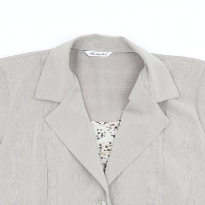 Berkertex Womens Beige   Basic Button-Up Size 16  - Faux Blouse Front