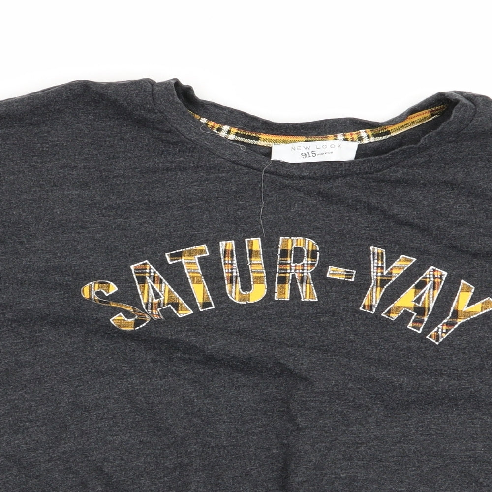 New Look Womens Grey Solid   Pyjama Top Size M  - Front Tie Top - Satur-yay