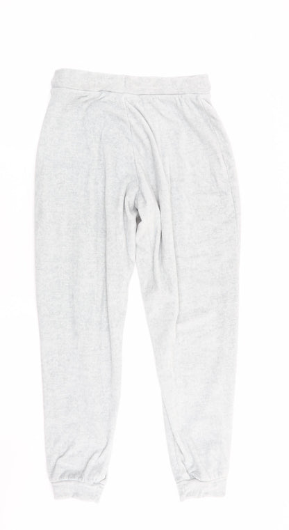 Back view of Love To Lounge women’s grey solid pyjama pants, size S, - mickey made me do it!