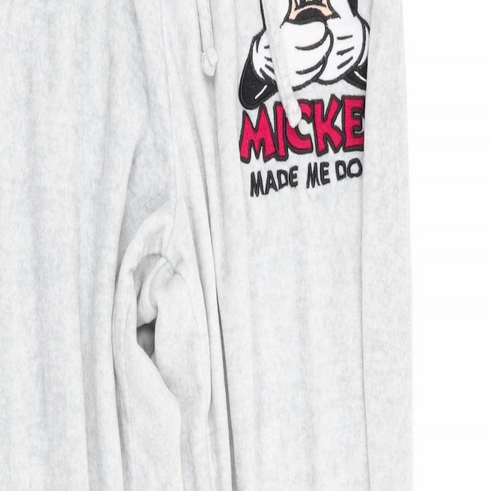 Close-up detail of Love To Lounge women’s grey solid pyjama pants, size S, - mickey made me do it!