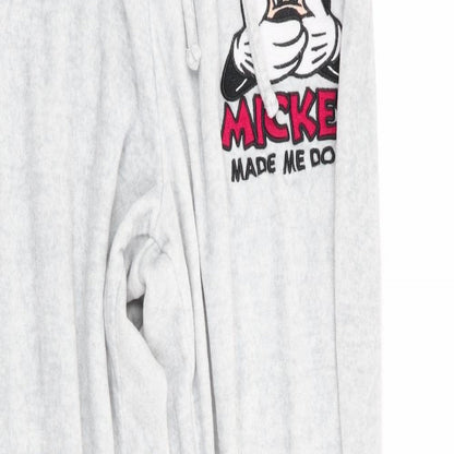 Close-up detail of Love To Lounge women’s grey solid pyjama pants, size S, - mickey made me do it!