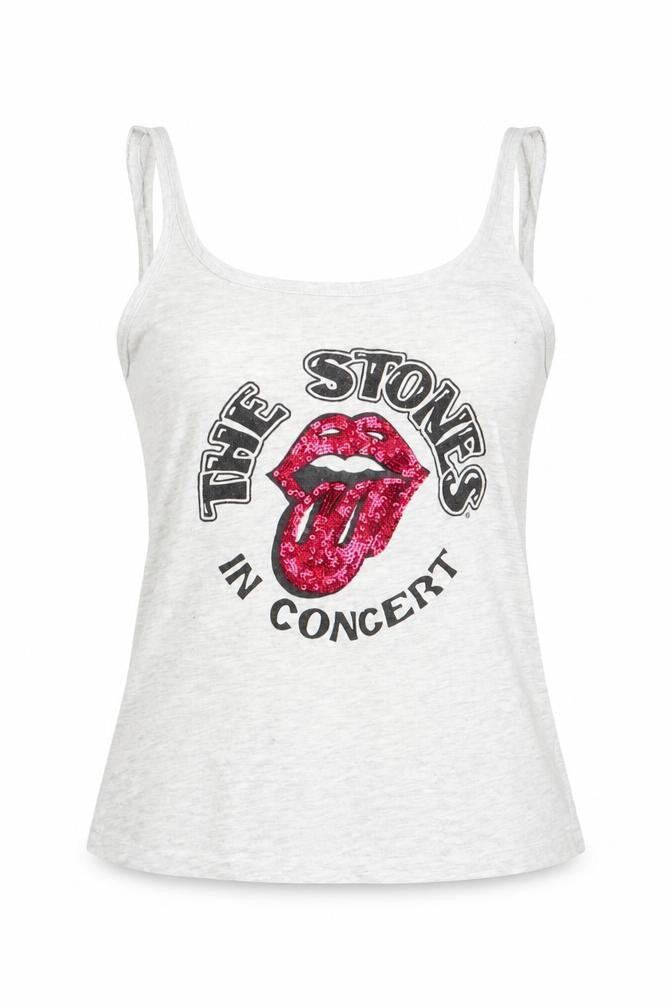 Front view of Love To Lounge women’s grey solid pyjama top, size XS, - the stone's sequins