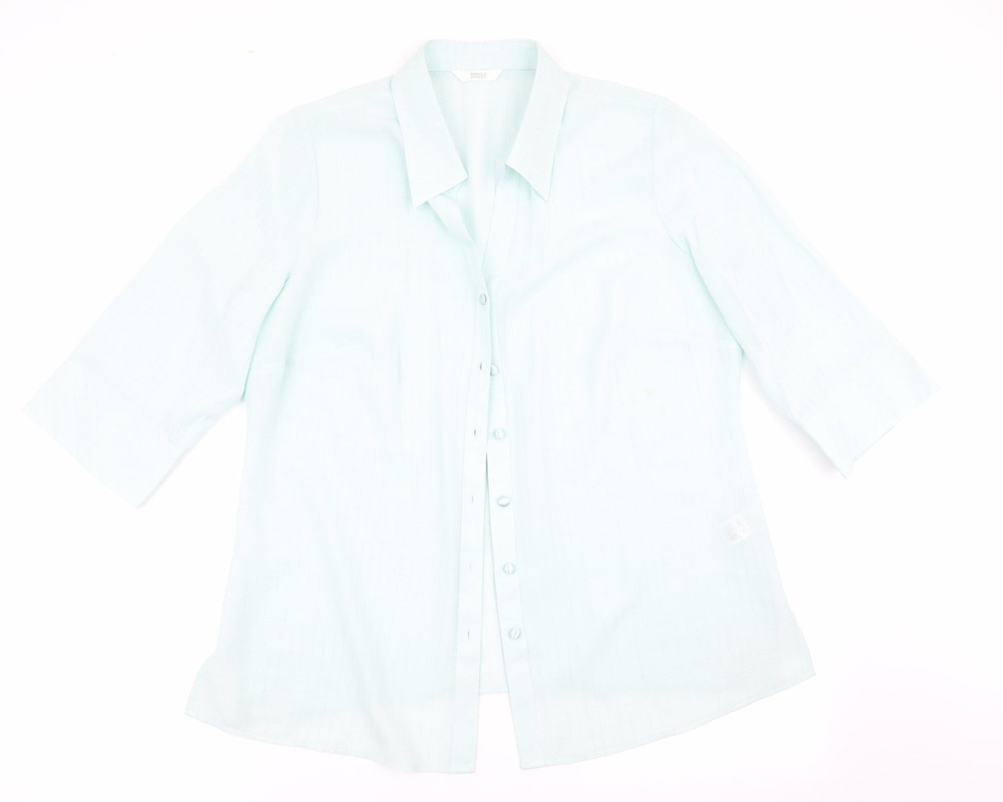 Womens UK Size 16 Marks and Spencer Green Basic Button-Up