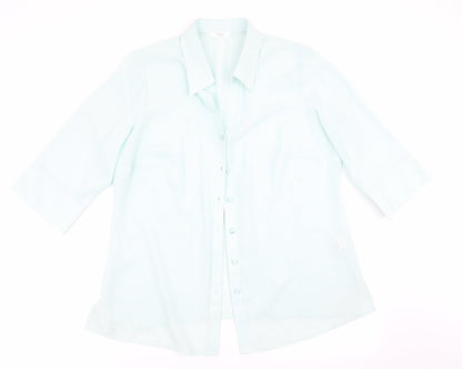 Womens UK Size 16 Marks and Spencer Green Basic Button-Up