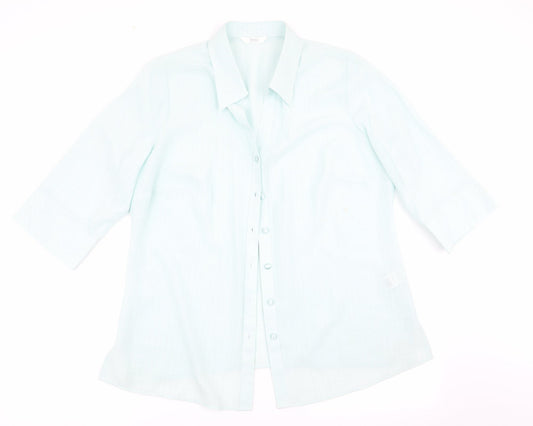 Womens UK Size 16 Marks and Spencer Green Basic Button-Up