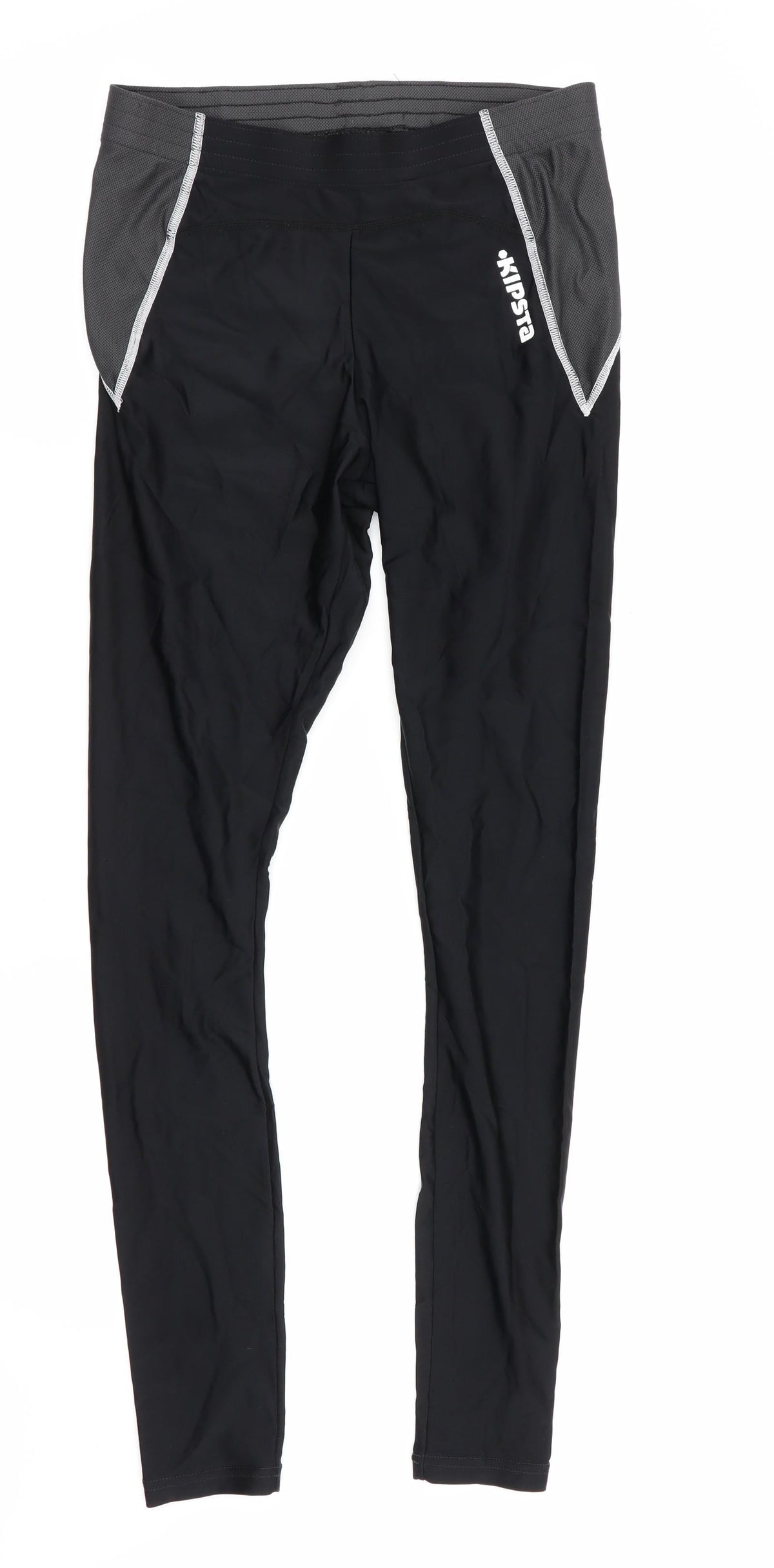 Additional front view of Kipsta women’s black compression leggings, size M, 28-inch leg