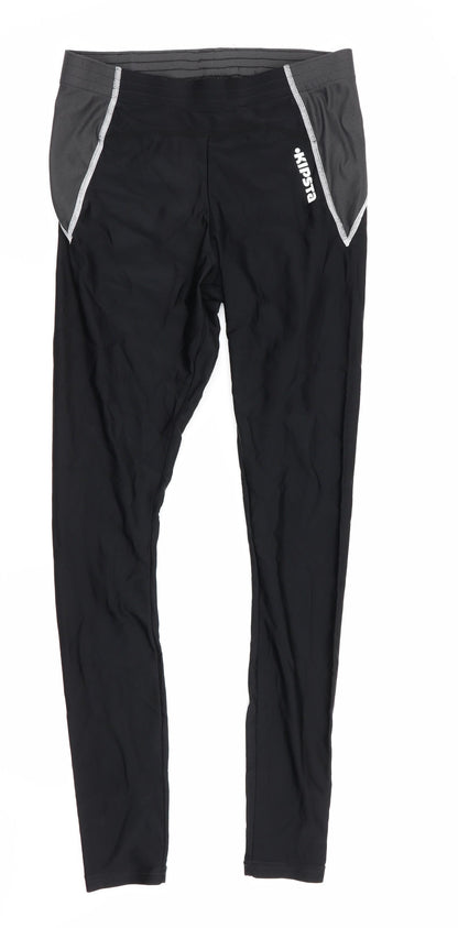 Additional front view of Kipsta women’s black compression leggings, size M, 28-inch leg