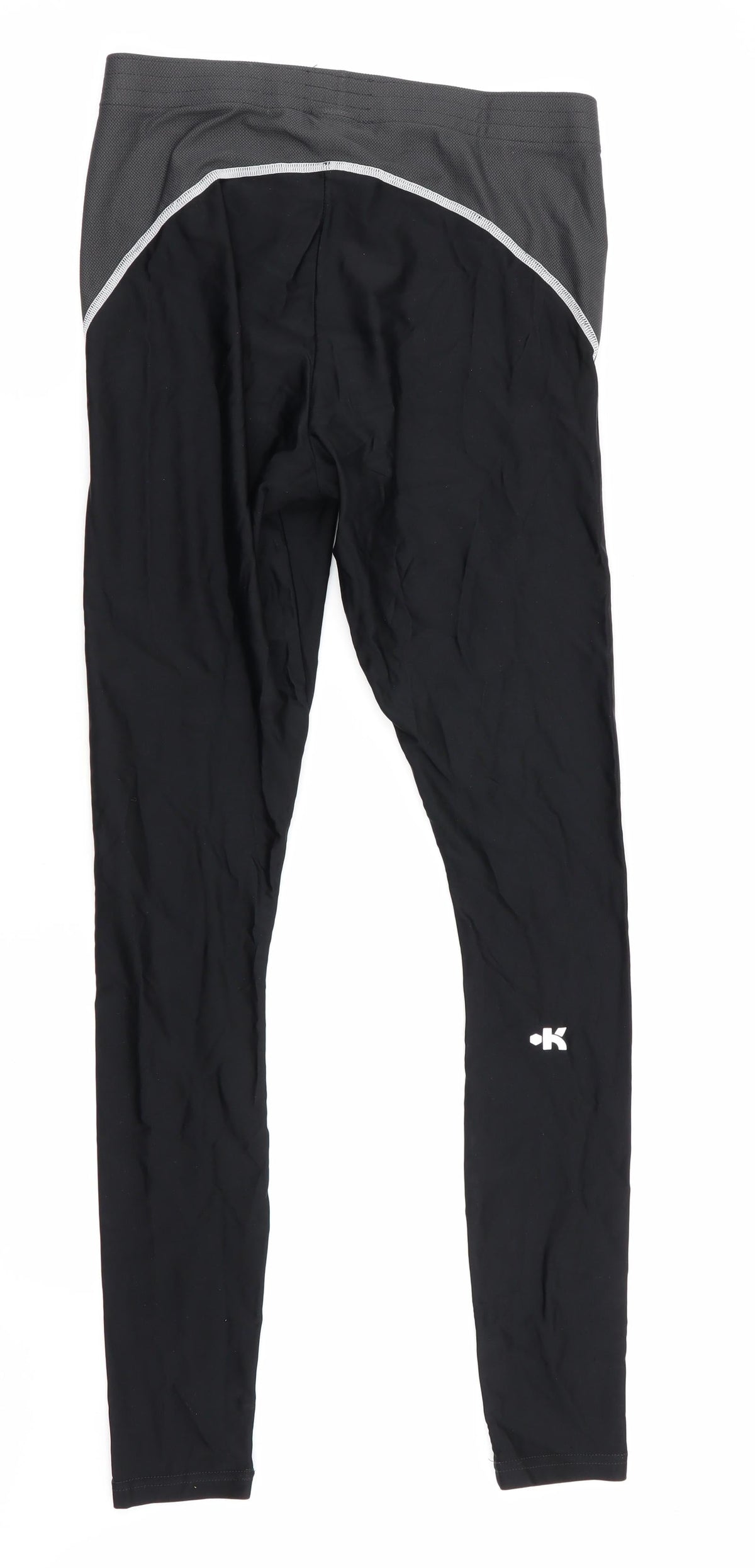 Back view of Kipsta women’s black compression leggings, size M, 28-inch leg