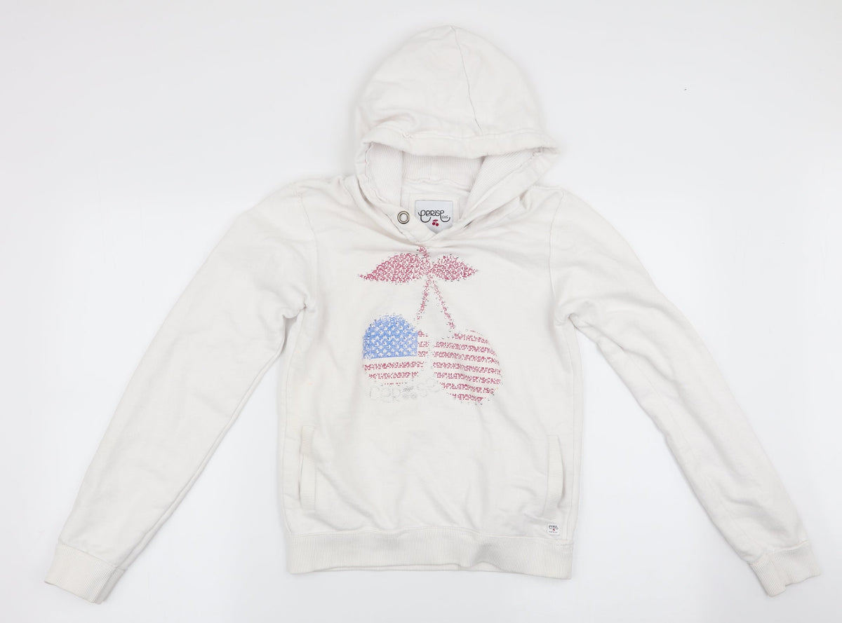 Additional front view of Perisp girls’ white pullover hoodie, size 12, years - cherry