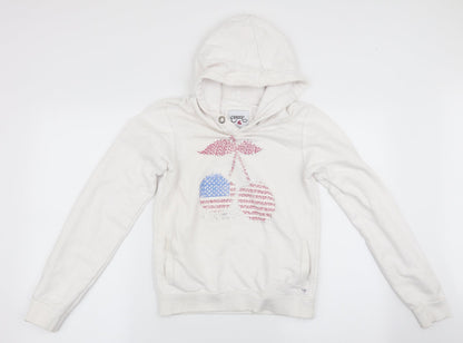 Additional front view of Perisp girls’ white pullover hoodie, size 12, years - cherry