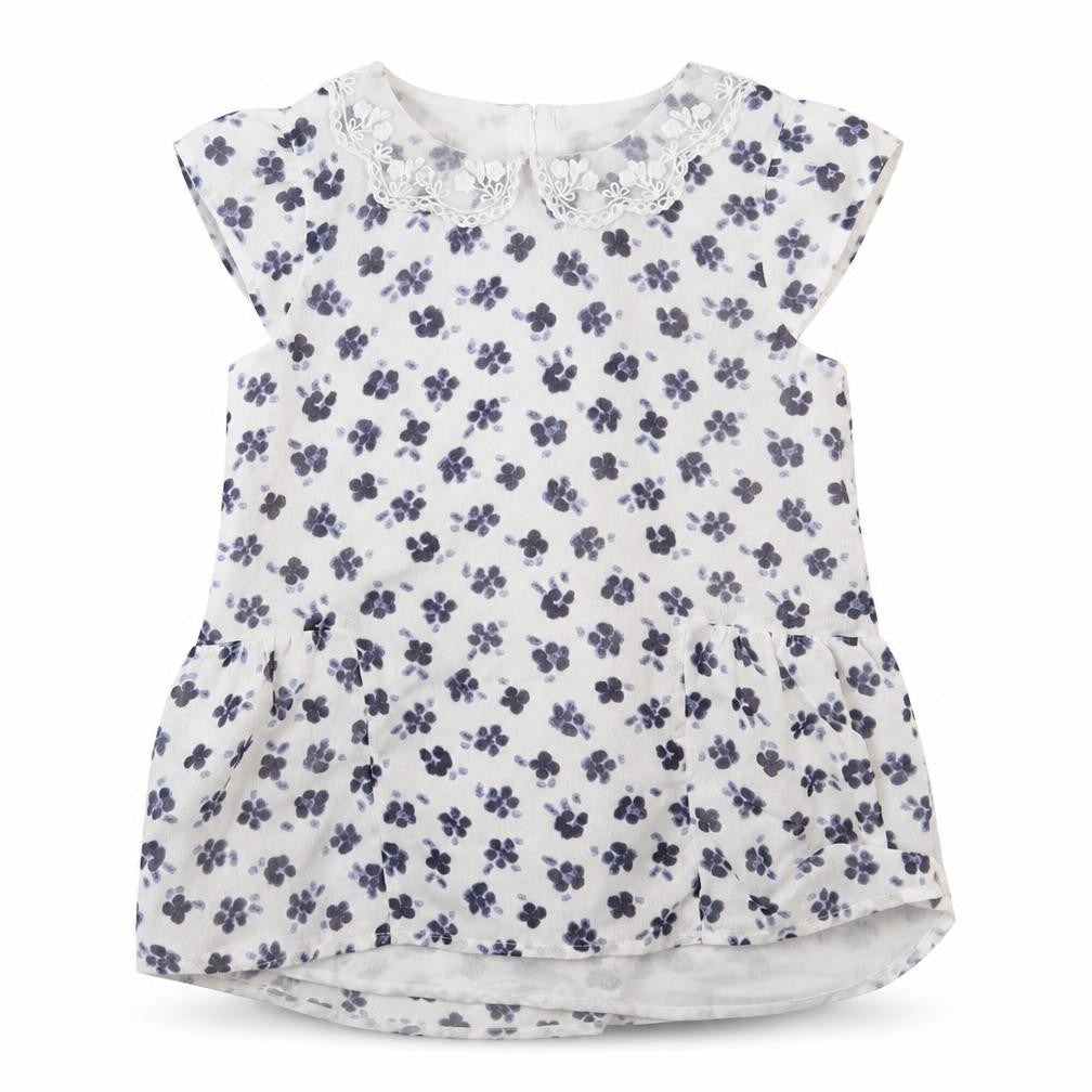 Front view of George girls’ white floral basic blouse, size 8-9, years