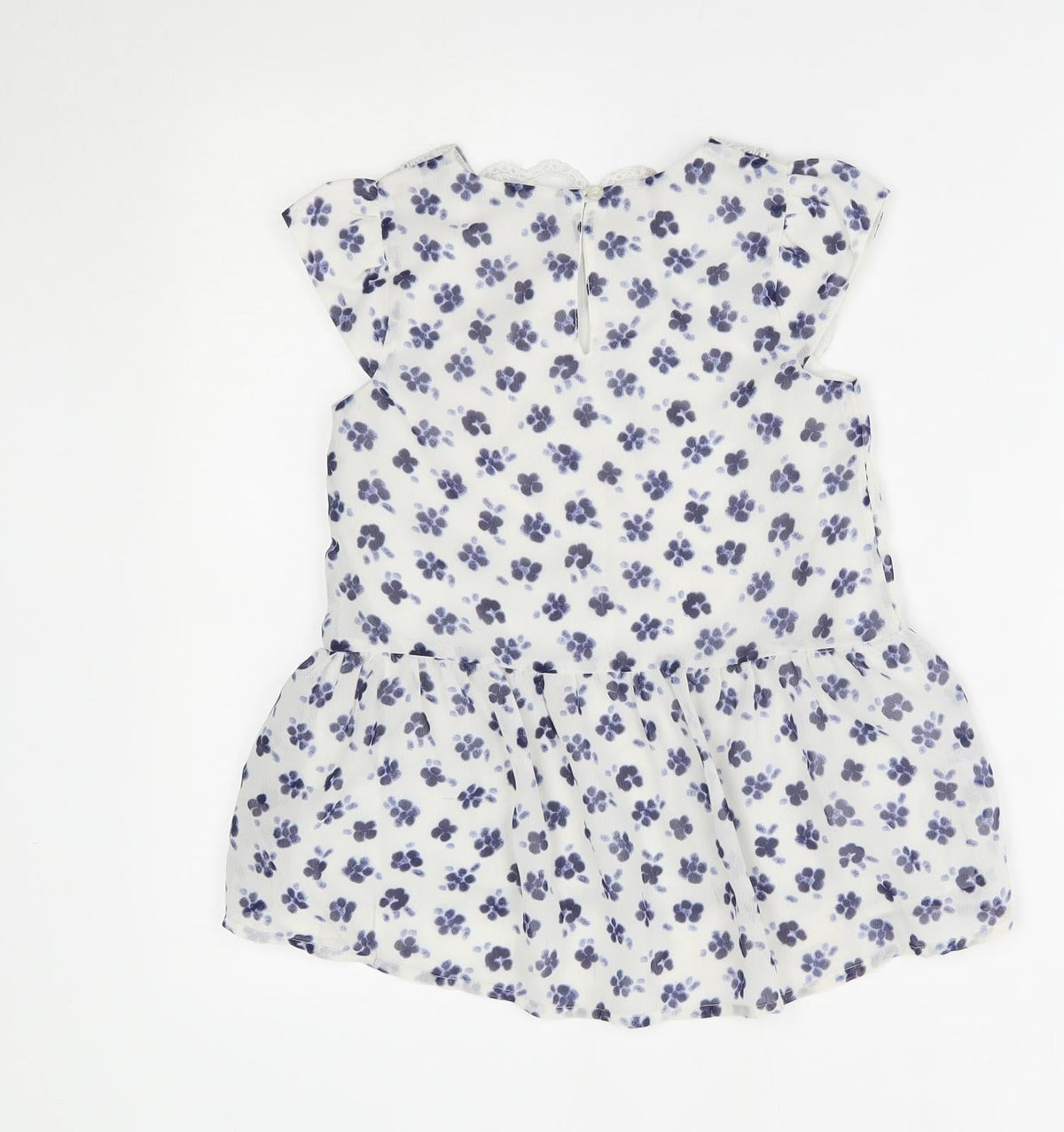 Back view of George girls’ white floral basic blouse, size 8-9, years