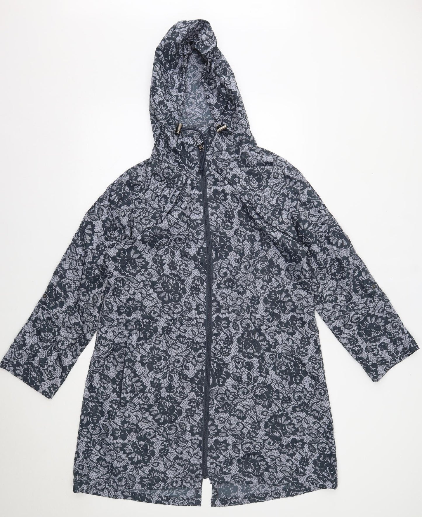 Primark Womens Grey Floral  Rain Coat Coat Size S