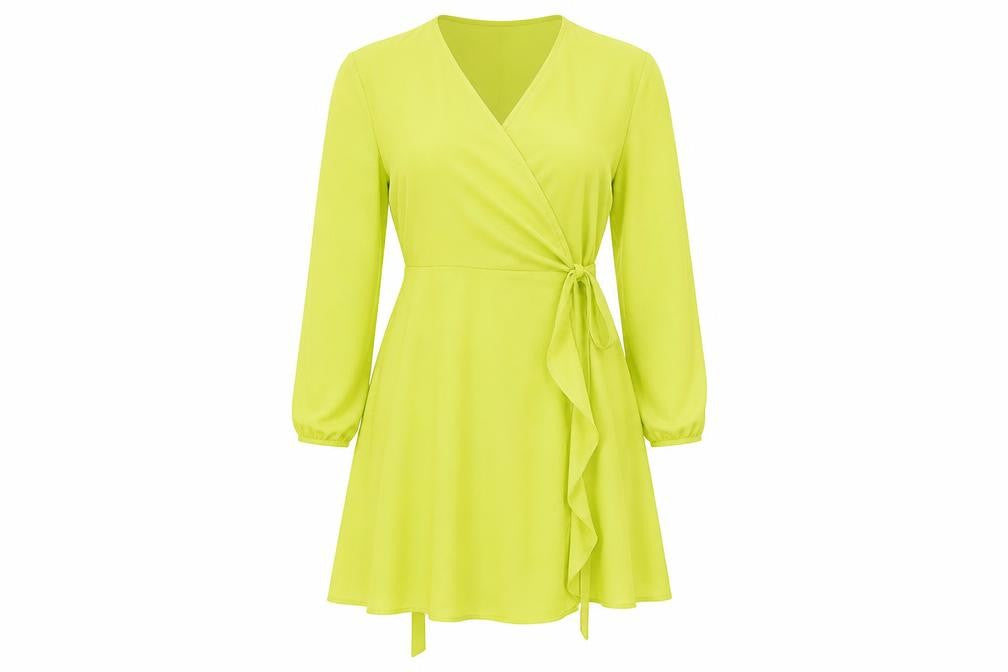 Front view of liquorish women’s green robe, size UK 12
