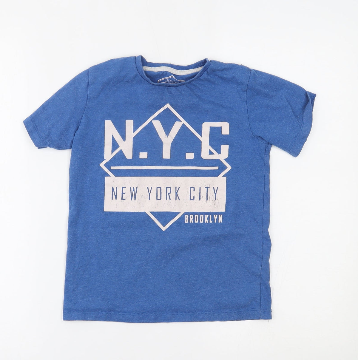 Additional front view of Matalan boys’ blue basic t-shirt, size 8, years