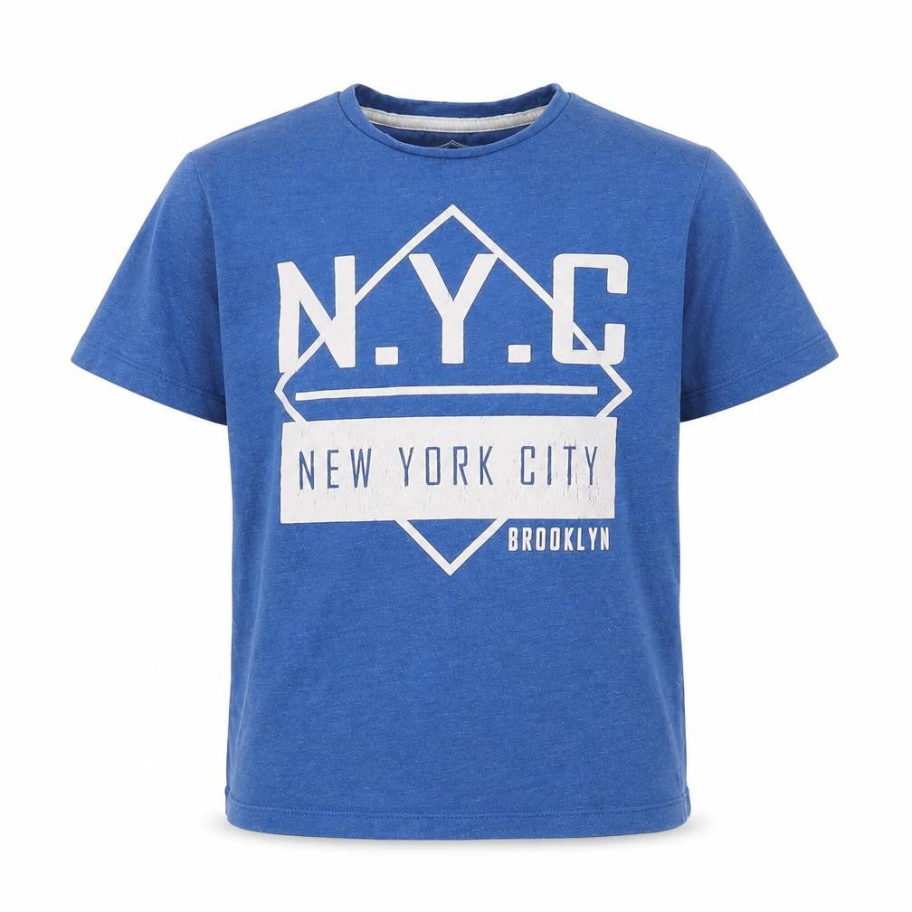 Front view of Matalan boys’ blue basic t-shirt, size 8, years