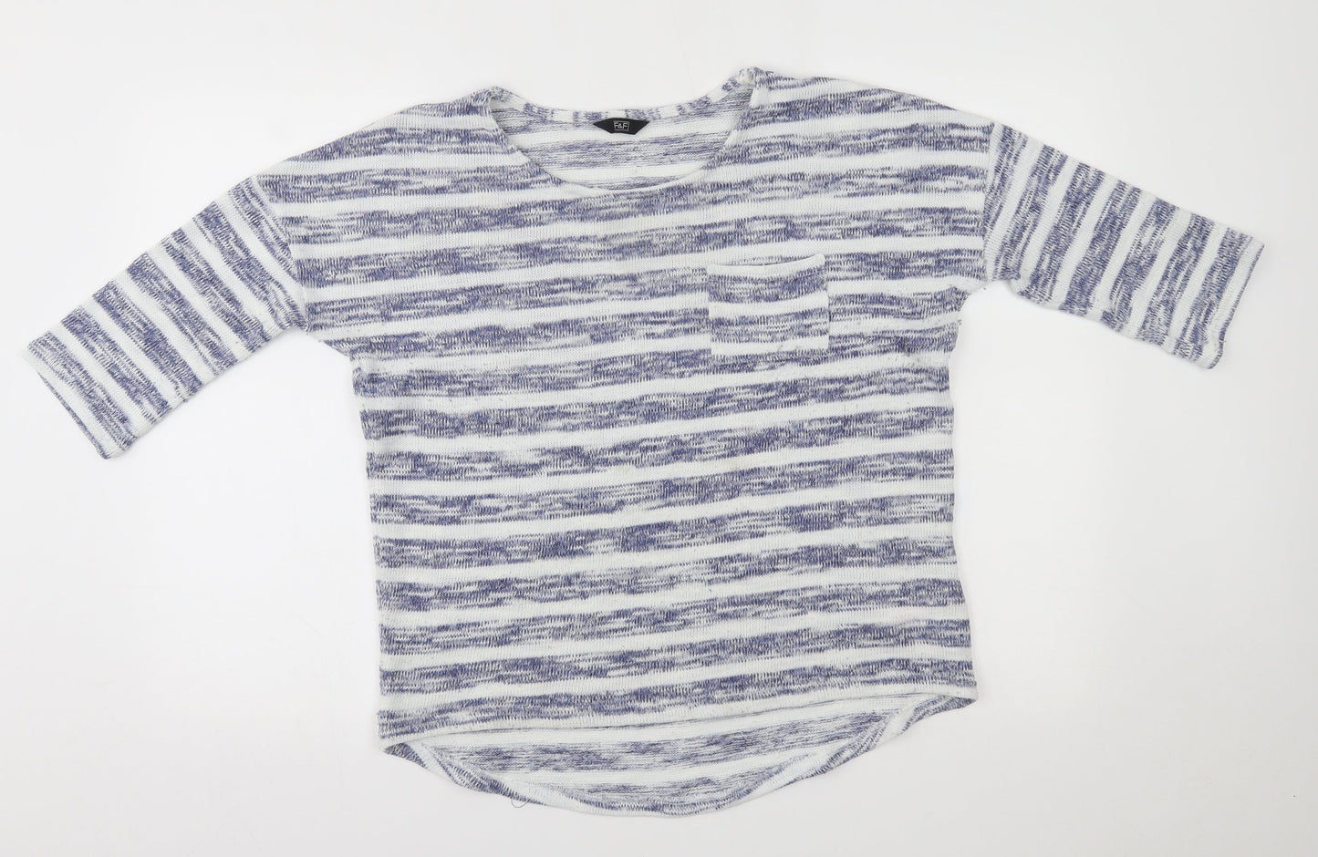 F&F Womens Blue Striped  Pullover Jumper Size 12