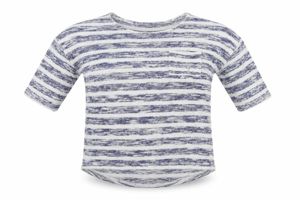 Front view of F&F women’s blue striped jumper, size UK 12