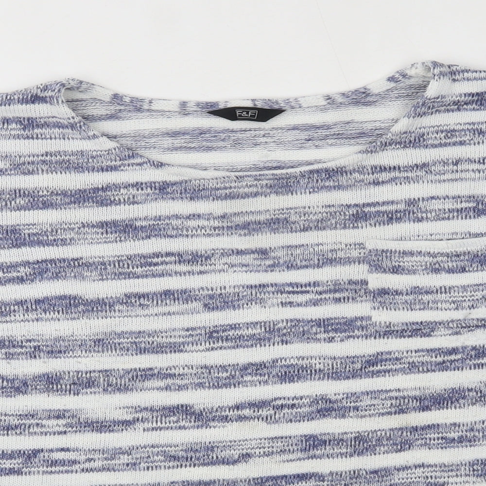 F&F Womens Blue Striped  Pullover Jumper Size 12