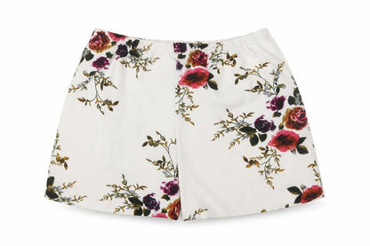 Front view of Preworn women’s white floral mom shorts one size