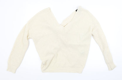 FOREVER 21 Womens White Striped  Pullover Jumper Size S