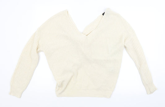 FOREVER 21 Womens White Striped  Pullover Jumper Size S