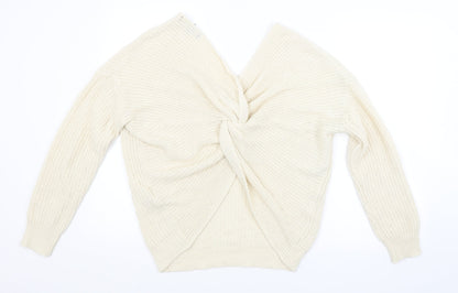 FOREVER 21 Womens White Striped  Pullover Jumper Size S