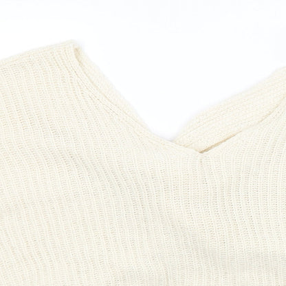 FOREVER 21 Womens White Striped  Pullover Jumper Size S