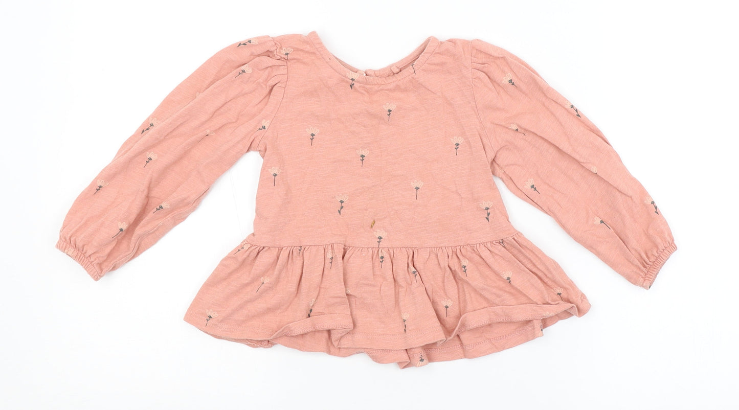 NEXT Girls Pink Floral  T-Shirt Dress  Size 18-24 Months