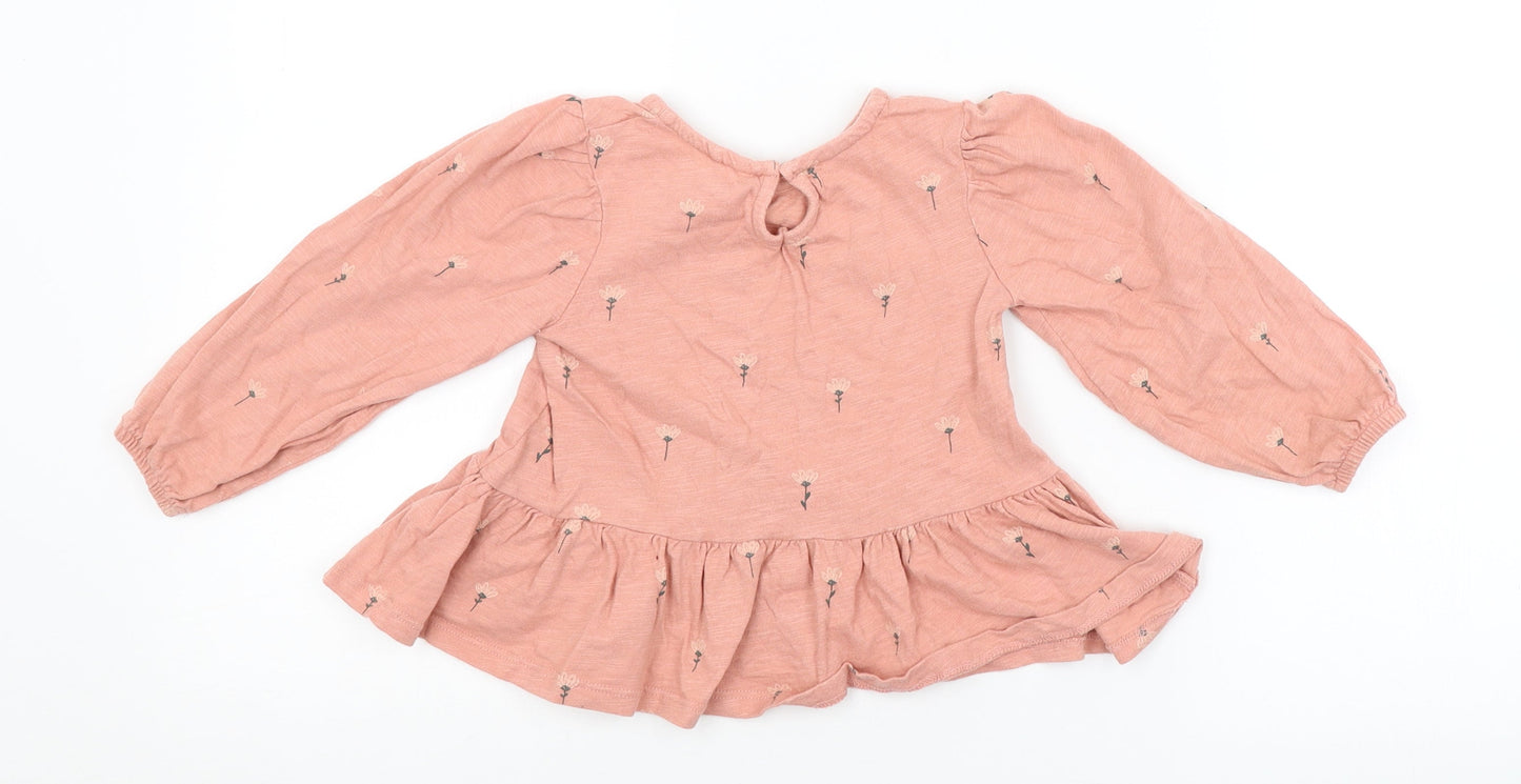 NEXT Girls Pink Floral  T-Shirt Dress  Size 18-24 Months