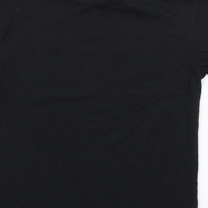 Brand and care label for George boys’ black basic t-shirt, size 7-8, years
