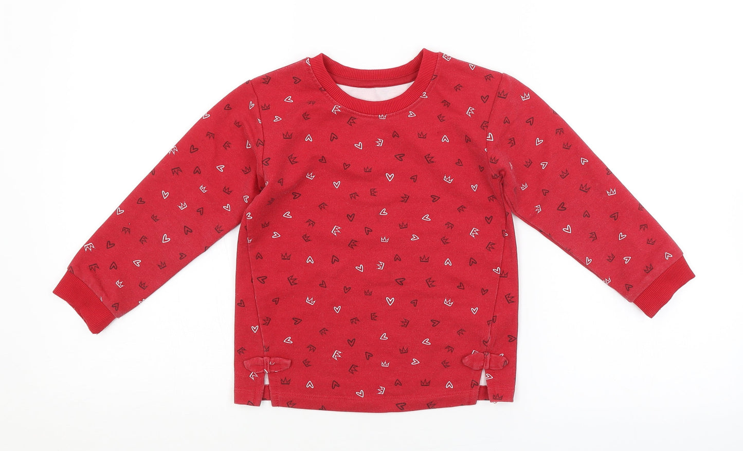 Preworn Girls Red Geometric  Pullover Sweatshirt Size 3-4 Years