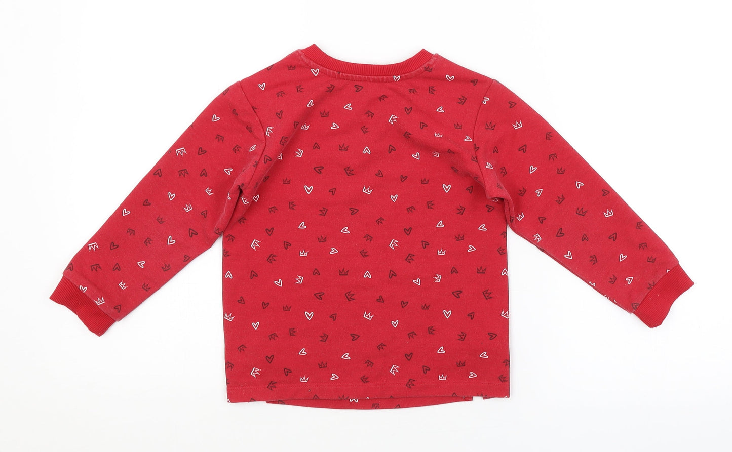 Preworn Girls Red Geometric  Pullover Sweatshirt Size 3-4 Years