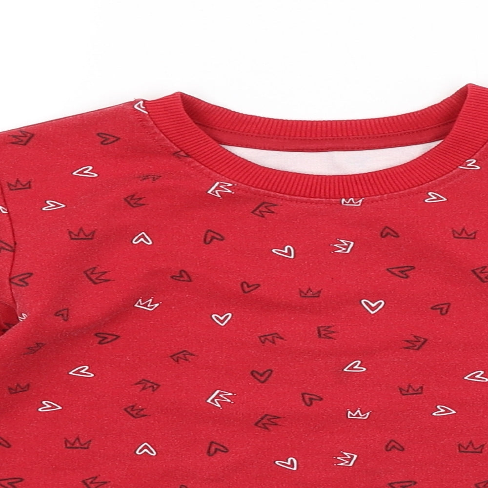 Preworn Girls Red Geometric  Pullover Sweatshirt Size 3-4 Years
