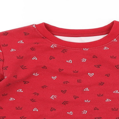 Preworn Girls Red Geometric  Pullover Sweatshirt Size 3-4 Years