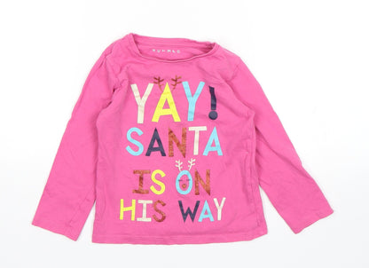 Nutmeh Girls Pink   Top Pyjama Top Size 3-4 Years  - Christmas